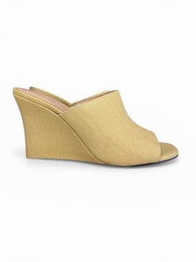 NWT J. Crew Light Khaki Linen Slide Wedge Size 7.5M